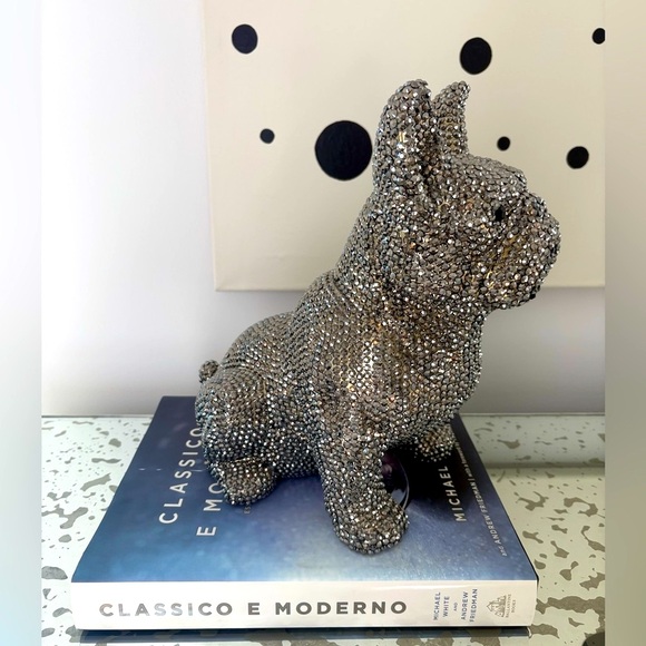 Rhinestone French Bulldog Piggy Bank Statue - Picture 2 of 11